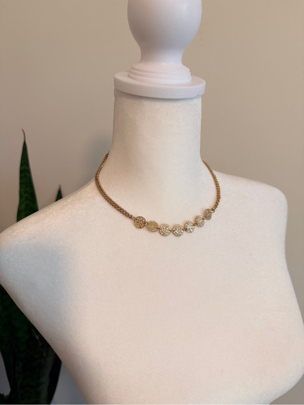 Gold Disc Chain Necklace